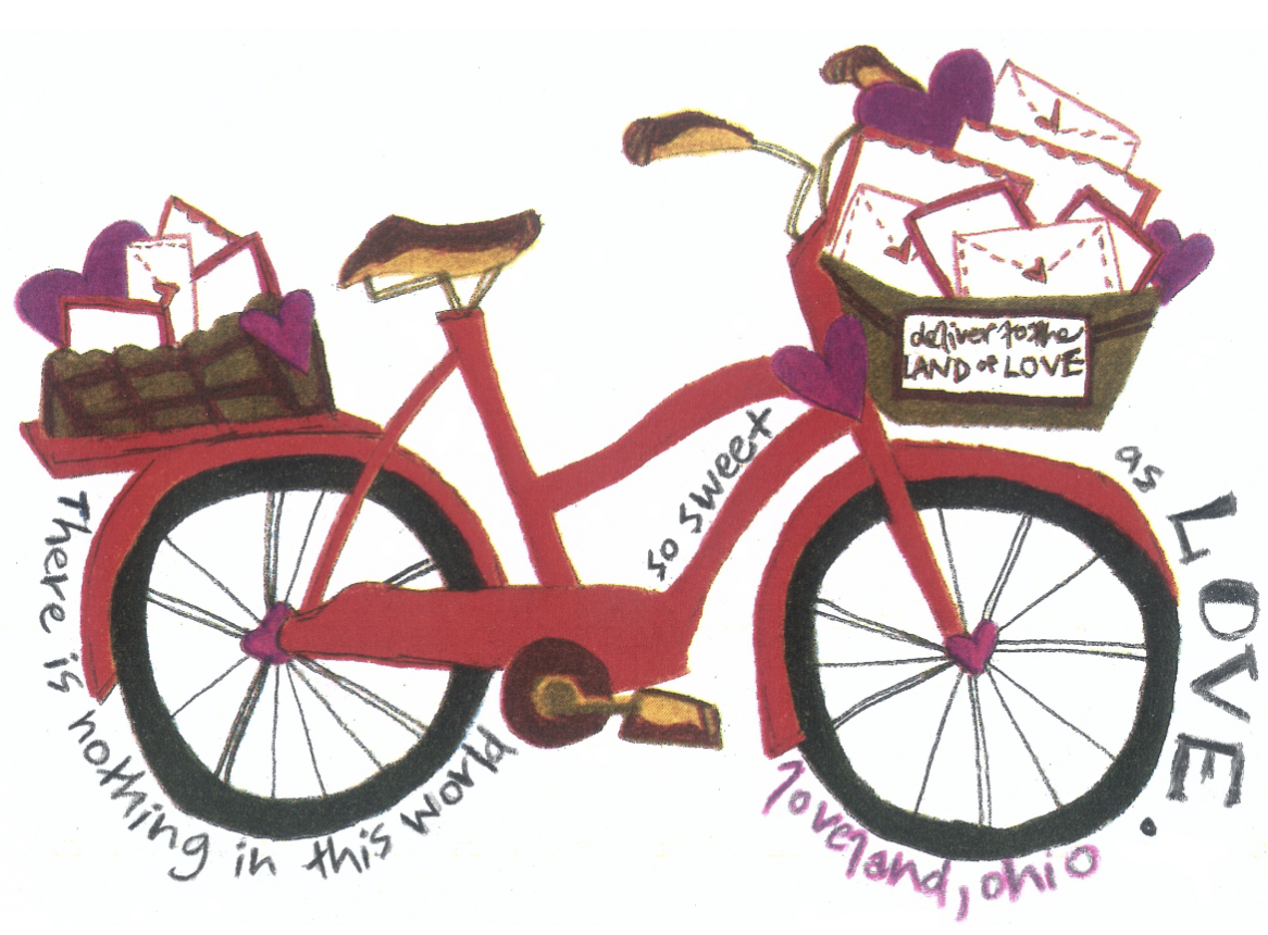 bike with valentines in basket
